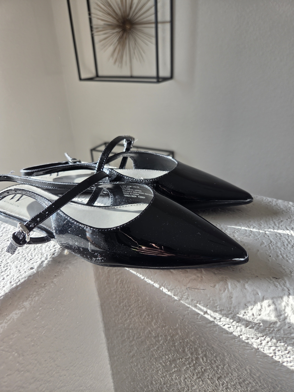 Worthington Black Patent Pointed Slingback Flats